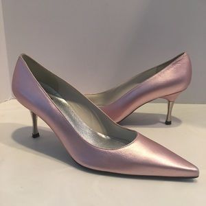 Stuart Weitzman Pink Metallic Leather Heels  7.5